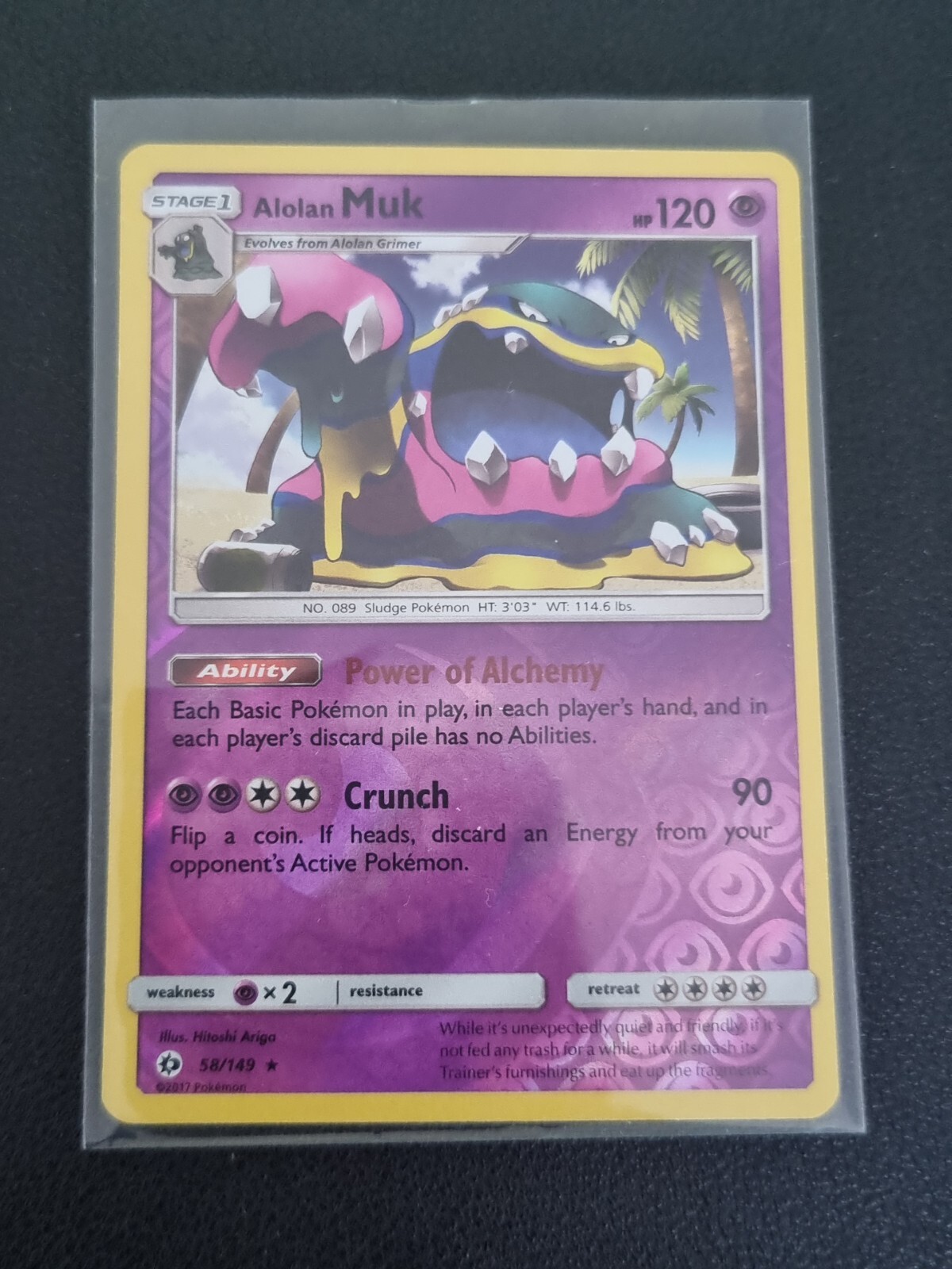 Pokemon Sun and Moon Base Alolan Muk 58/149 Rare Reverse Holo TCG Card