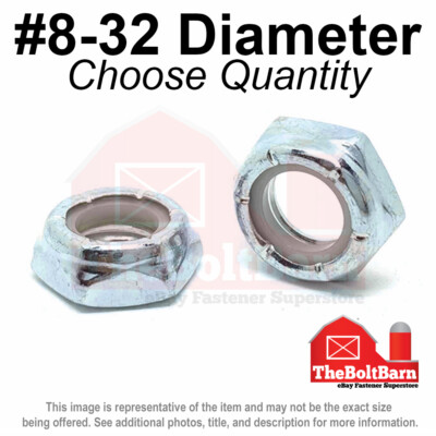100 PCS #8-32 Stainless Steel Nylon Lock Nuts (Nyloc Nuts) - A2/304 Stainless, Hex Locking Nuts - View #7