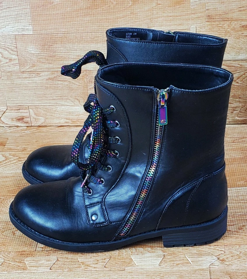 Botas Reaction Kenneth Cole outono preto arco-íris cadarços com zíper tamanho 4 - Imagem 2 de 4