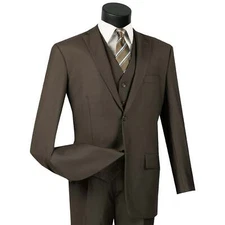 VINCI Men's Brown 3-Piece 2-Button Classic-Fit Suit - NEW