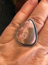 Pink Rhodochrosite Ring Arrow Rope Wranglin' Ring Size 7.5 Artisan Handmade