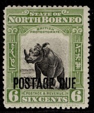 NORTH BORNEO GV SG D59, 6c black & olive-green, LH MINT. Cat &pound;32.