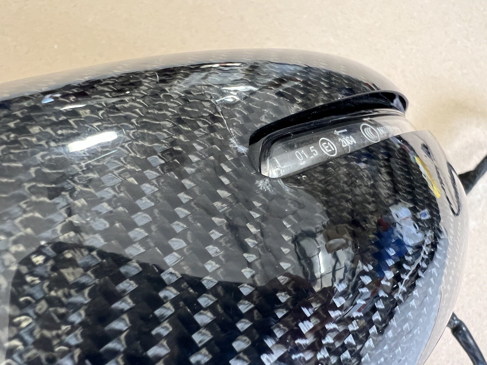 08-15 AUDI R8 FRONT LEFT DRIVER SIDE HEATED FOLD DOOR MIRROR ASSY CARBON FIBER