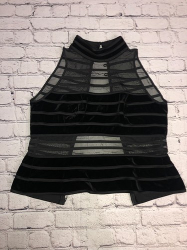 JS Collection Black and Sheer Velour Top