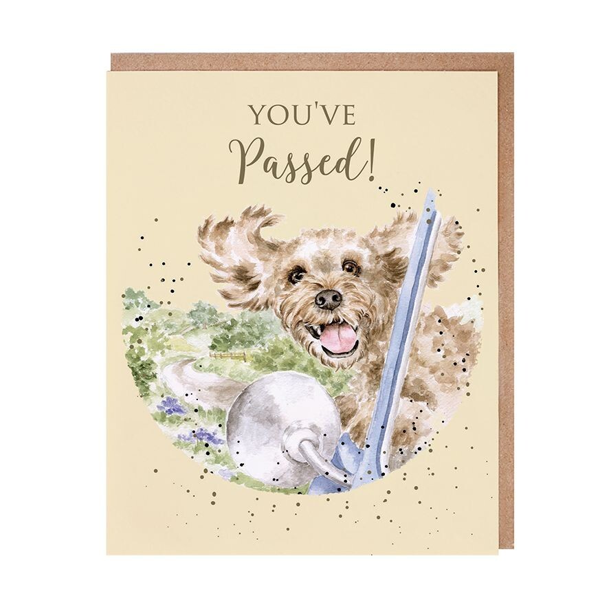 Wrendale Dog You've Passed Drving Test Card – British Greeting Card Made in UK