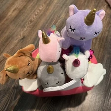 Pixie Crush Rainbow Unicorn Stuff Animal Plush Set -5 Babycorns And Rainbow Case