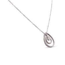 Gold Diamant Collier - 18kt Weißgold Diamant Collier Damen 15-16"