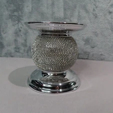 Bath & Body Works BLING APPLIQUE Pedestal 3 Wick Candle Holder Rhinestone Shiny