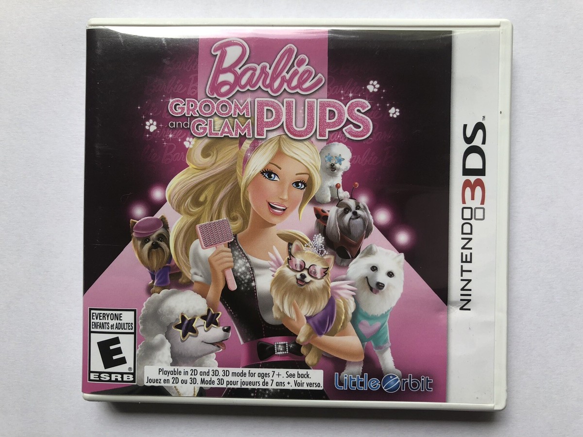 Barbie Groom and Glam Pups Nintendo 3DS Rare Complete In Box