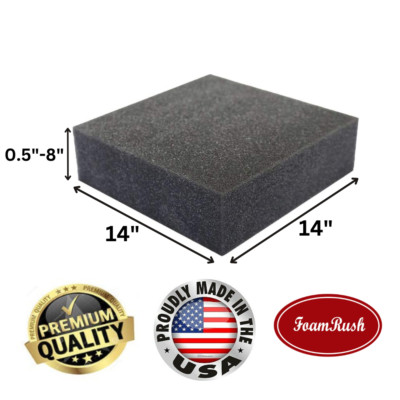 FoamRush  14'' x 14'' Charcoal High Density Upholstery Foam Wheelchair Cushion USA
