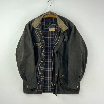 Barbour International Suit Wax Jacket Mens C36 Small Black Vintage