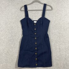 Revolve Privacy Please Denim Jumper Mini Dress Womens S Button Front Fitted Y2K
