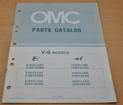 OMC V-6 Johnson Evinrud Parts Catalog E150 1984 Motor Bootsmotor Ersatzteilliste