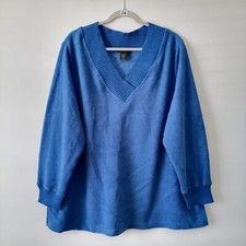 Avenue Mujer Sudadera Suéter Talla 22/24 Azul Cruzado Cuello en V
