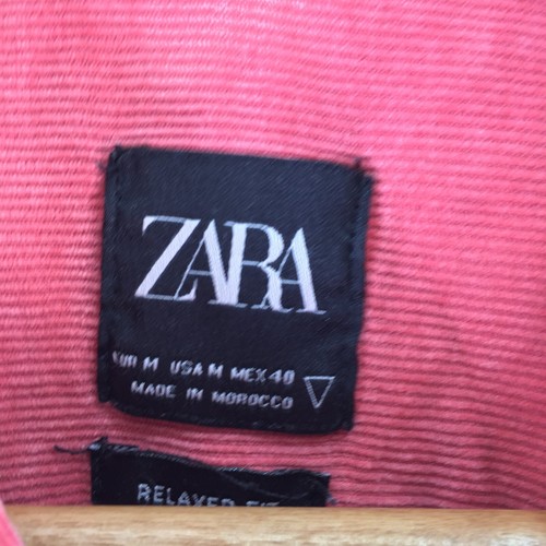 Zara mens button up shirt size M pink corduroy long sleeve collar cotton 106971 - Picture 4 of 10
