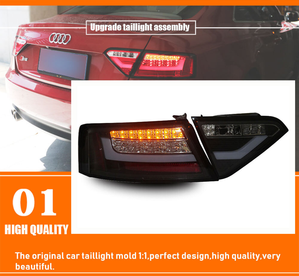 Tail lights Assembly For 2008-2016 Dark Audi A5 LED Turn Signal