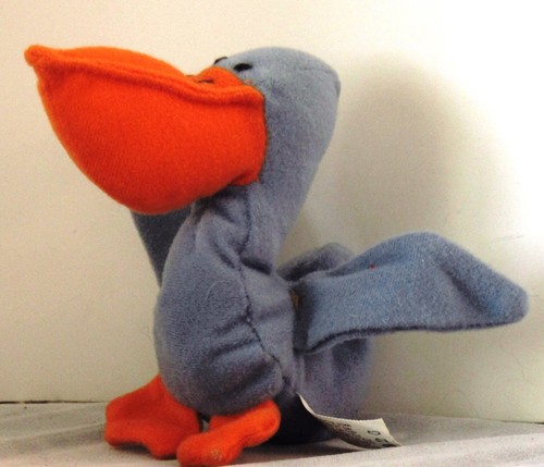 McD 1998 TY Teenie Beanie #8 SCOOP Pelican GRAY & Orange with Hang TAG - Picture 2 of 4