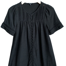 Madewell Black Cotton Blend Botton Up Shirt Dress Babydoll Sz XS