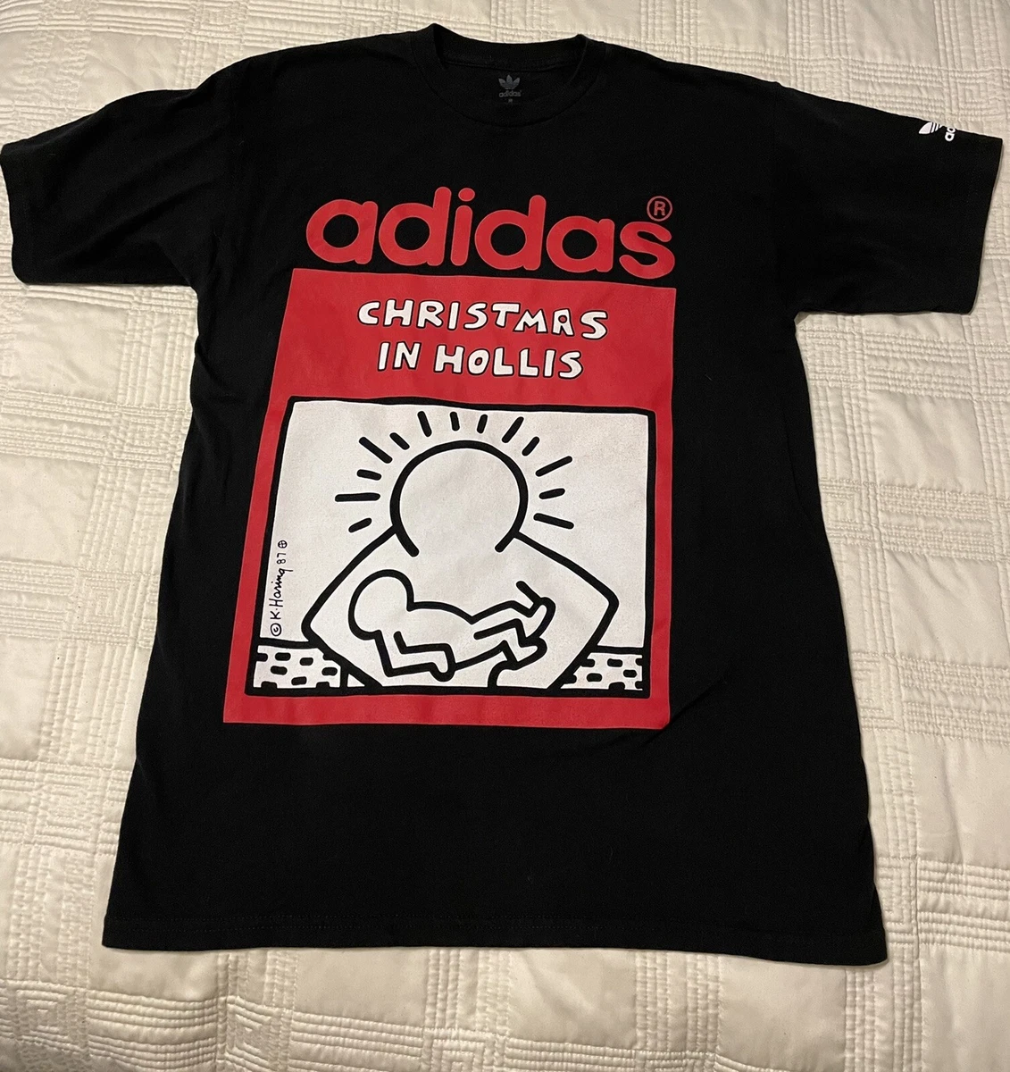 weefgetouw Activeren Pakistan Adidas RUN DMC Keith Haring Christmas in Hollis Rap T Shirt Hip Hop Mens  Aztec M | eBay