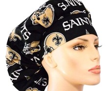 Saints Fabric-Scrub Hats-Bouffant Surgical Scrub Hat-NFL Hats for Women