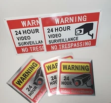 2x No Trespassing Security 24 Hour Video Surveillance Metal Sign 4x Stickers Lg