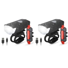 USB Rechargeable LED Bicycle Headlight Cycling Head Light Bike Front Rear Lamp