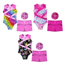 Girls Outfits Workout Set Headband Dancewear Gymnastics Hair Tie Training Kids