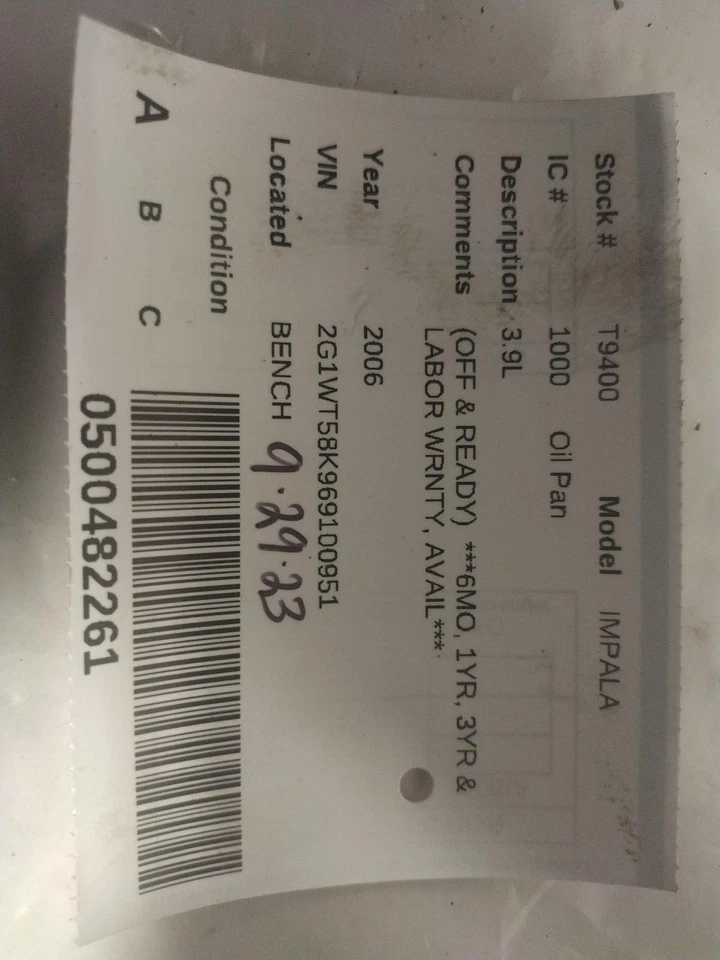 Used Engine Oil Pan fits: 2006 Chevrolet Impala 3.5 Grade A Foto 3 de 4