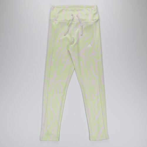 Adidas Women's Allover Print Shiny Drawstring Tight Fit Leggings Green Size S