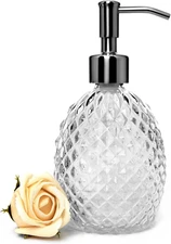Glass Soap Dispenser with Stainless Steel Pump, 12Oz Clear Dish Soap/Hand Soap/L