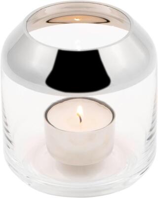 FINK Teelichthalter Windlicht Kerzenhalter aus Glas Smilla Klar 14 cm