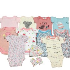 Carters Lot of 10 Baby Girls 0-3 Months Short Sleeve Bodysuits Beanie/mittens