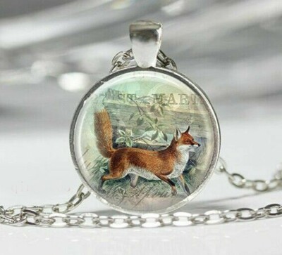 BROWN FOX ANIMAL RUN charm pendant Sterling Silver 925 22'' necklace gift women