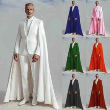 Wedding Suits With Detachable Cloak 2 Pieces Slim Fit Peaked Lapel Mens Tuxedos