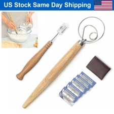 Danish Dough Whisk Set - Stainless Steel Bread Lame Tool for Baking Cake Pizza