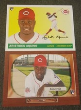 2020 TOPPS ARCHIVES 1955 BOWMAN COLOR TV/ ARISTIDES AQUINO REDS ROOKIE (2) 