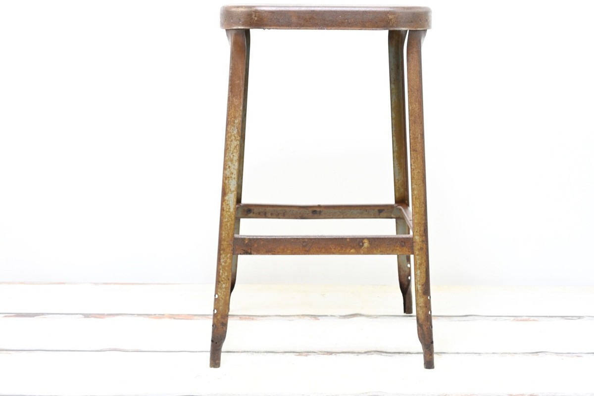 Vintage Gray Brown Industrial Stool Lyon Industrial Seating 24