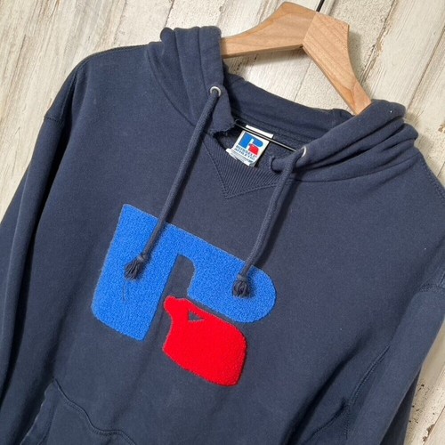 Vintage Russell Athletic Navy Blue Hoodie Sweatshirt Mens Size Large - Picture 2 of 6