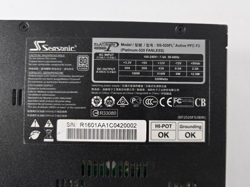 Seasonic Platinum 520 Fanless SS-520FL Active PFC Netzteil Silent Lüfterlos PSU - Bild 3 von 3