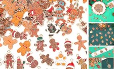 Snowman Charms, 120 PCS Christmas Charms for Jewelry Making, Gingerbread Man