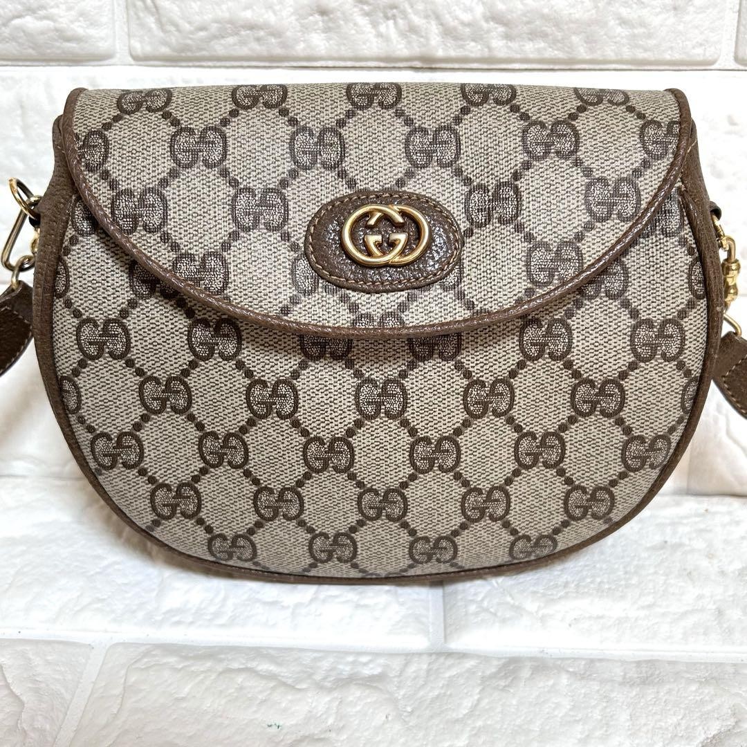 Gucci Mini GG Leather Shoulder Bag 15.4x5.1in with 110cm Strap Pre-Owned