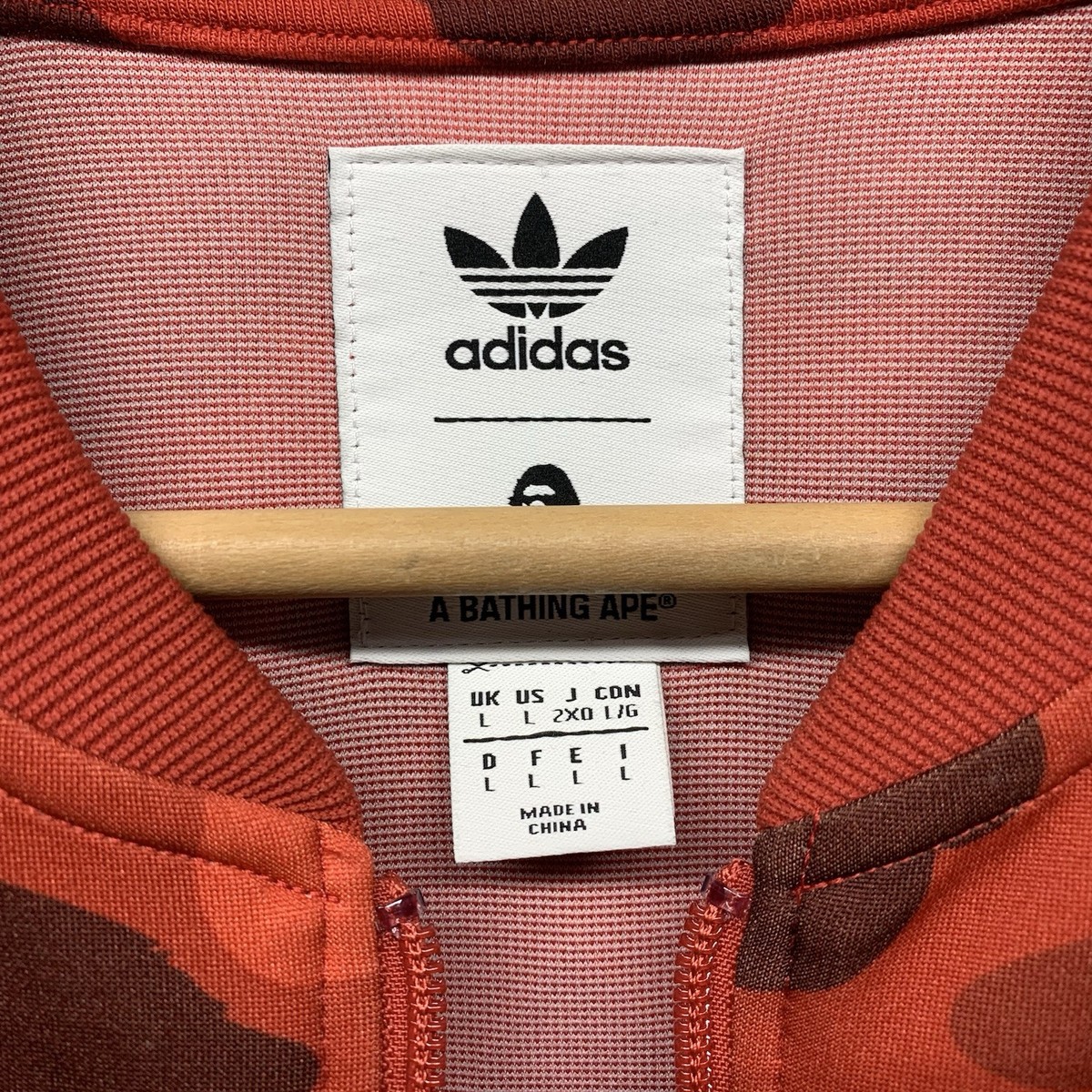 🔥✓ BAPE x Adidas Adicolor Track Jacket Top Raw Red Size Large