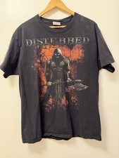 Vintage Y2K DISTURBED Concert Tee Black T Shirt Mens Large BATTLE AXE VERSION