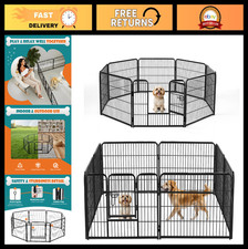 Portable 24" Dog Playpen - 8 Panels Heavy Duty Metal Pet Fence for Indoor/Outdoo