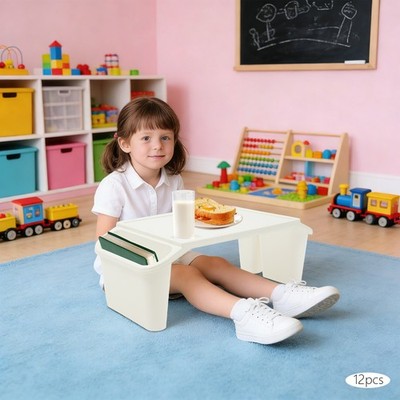 12PCS Kids Lap Desk 50x25x18cm Stackable Activity Tray White Children's Lap Tray