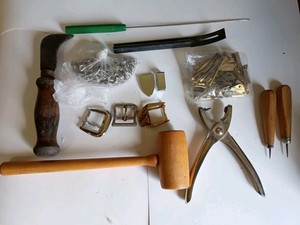 Vintage Leather Tools, Snaps, Setter & Mallet 