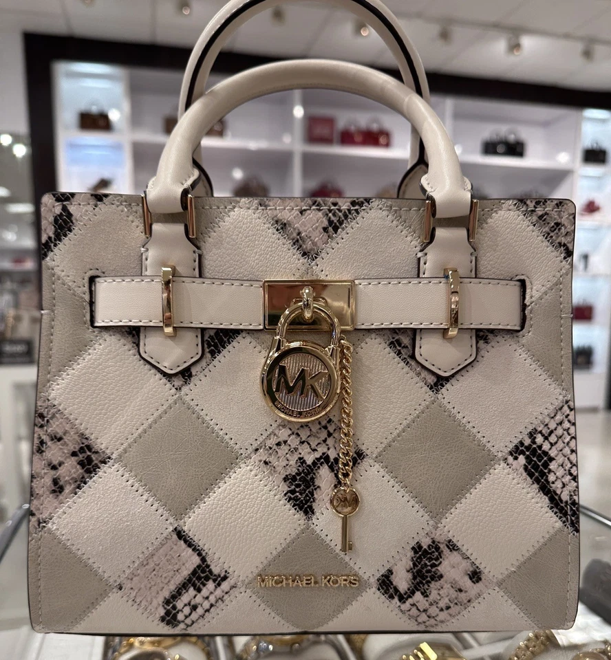 Michael Kors Hamilton Mujeres Pequeño Cartera Bolso de Mano Mensajero Cartera Bolso Natural MK Foto 2 de 4