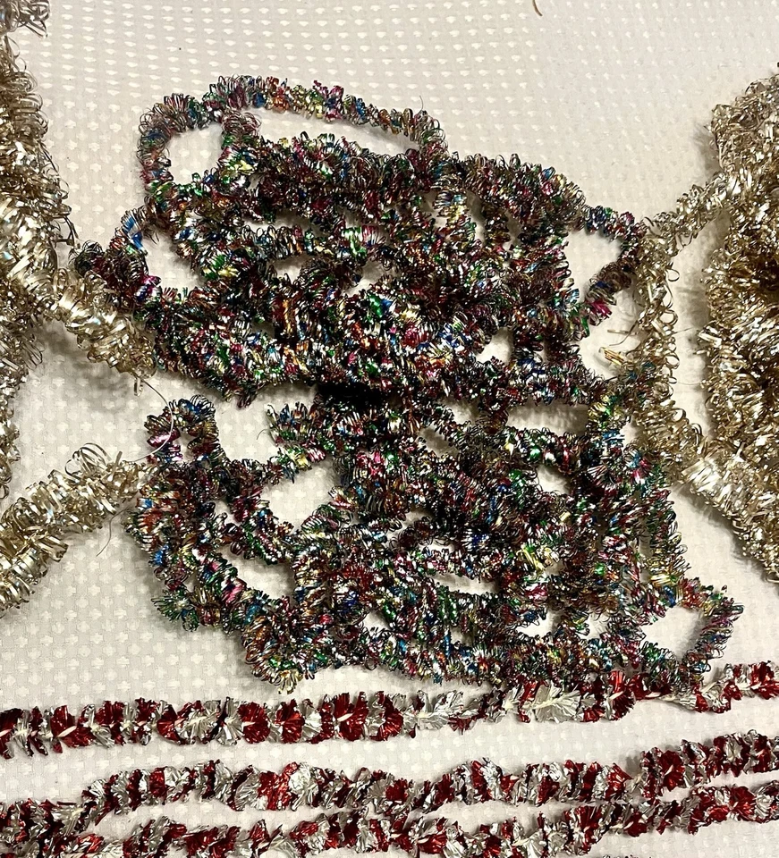 Lot Over 90 Feet of 1950s 60s Christmas Vintage Silver Foil Garland MCM Holiday - Image 3 of 4