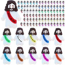 100 Pcs Little Jesus Figures Mini Rubber Jesus Toys Jesus Love You for East...