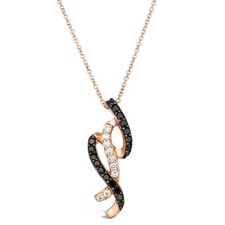 LeVian 14K Rose Gold Black & White Diamond Intertwined Ribbon Pendant Necklace